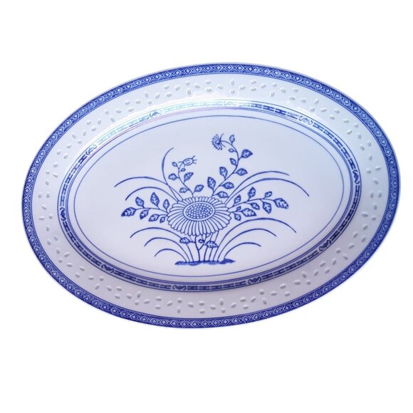 4 TIENSHAN Chrysanthemum Rice Grains Pattern Blue and White Bread/Butter Plates - Picture 3 of 7